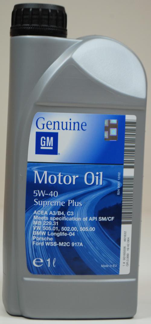 ORİJİNAL OPEL GM SUPREME PLUS 5W40 1 LİTRE MOTOR YAĞI (93165506)